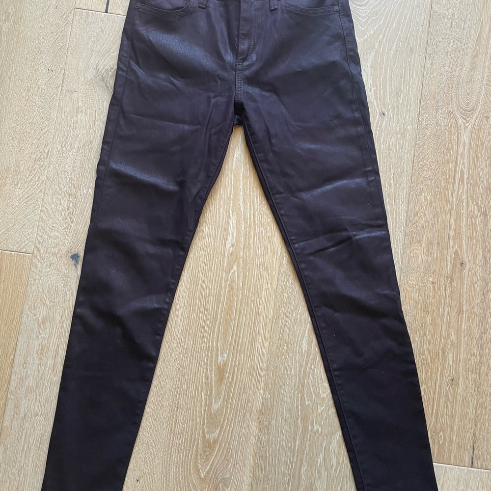 Bordeaux colored coated Skinny Jeans